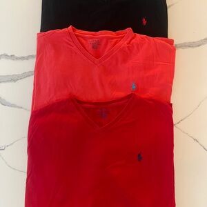 Polo by Ralph Lauren Red V-Neck T-Shirt